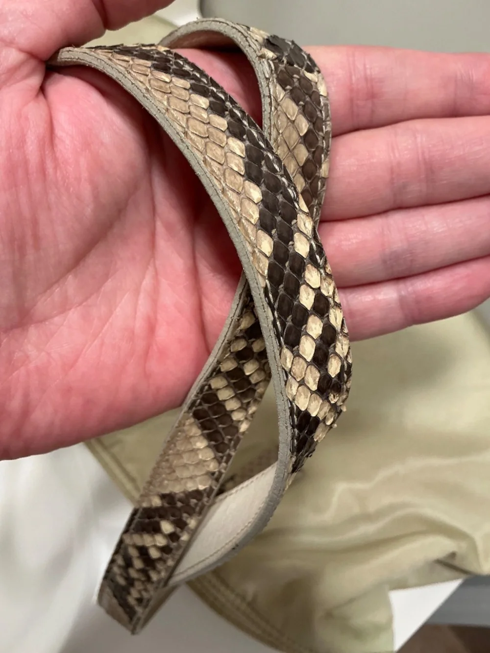 Prada beige nylon shoulder bag with genuine python accents